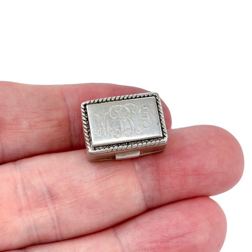 Vintage Sterling Silver 925 Monogram "MGB" Pill Box Charm
